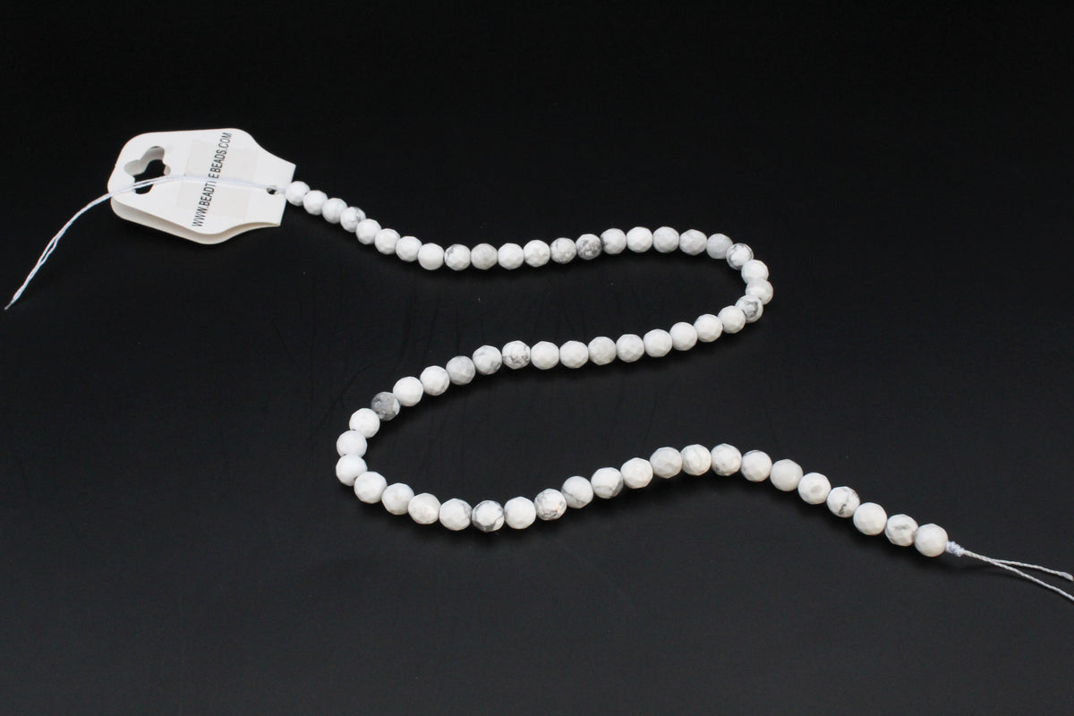 White Howlite Round Gemstone Beads 16" Strand