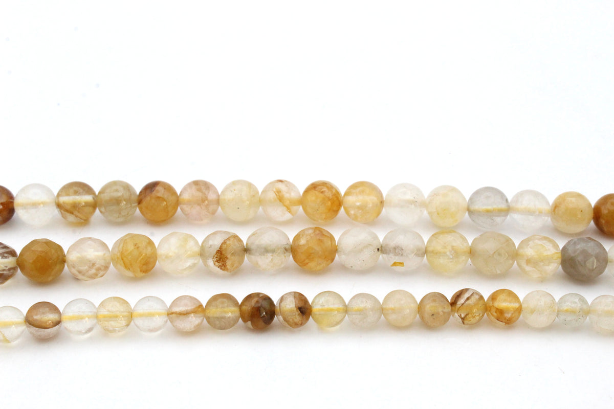 Yellow Tangerine Round Gemstone Beads 16" Strand