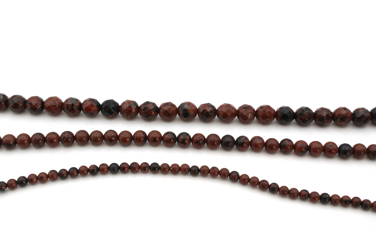 Mahogany Obsidian Round Gemstone Beads 16" Strand
