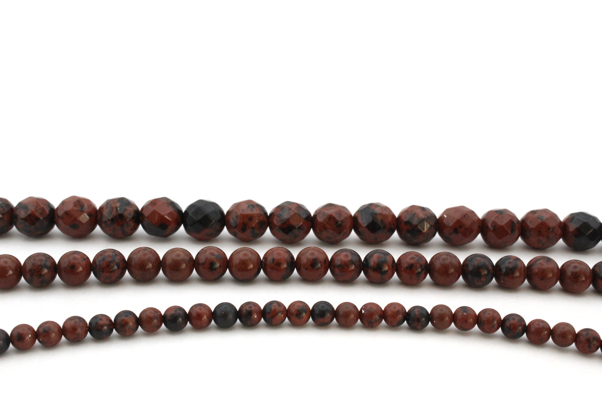 Mahogany Obsidian Round Gemstone Beads 16" Strand