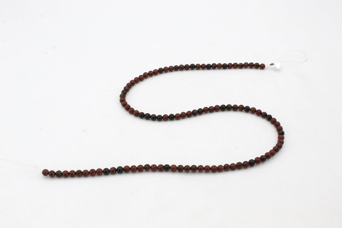 Mahogany Obsidian Round Gemstone Beads 16" Strand
