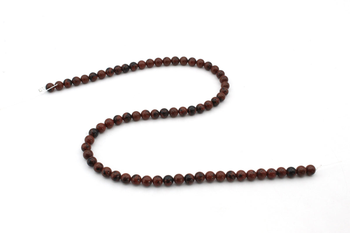 Mahogany Obsidian Round Gemstone Beads 16" Strand