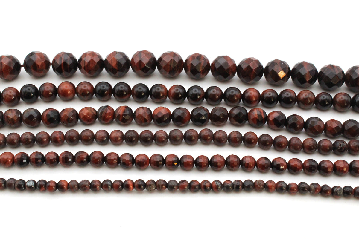 Red Tiger Eye Round Gemstone Beads 16" Strand