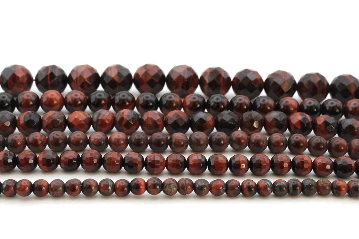 Red Tiger Eye Round Gemstone Beads 16" Strand