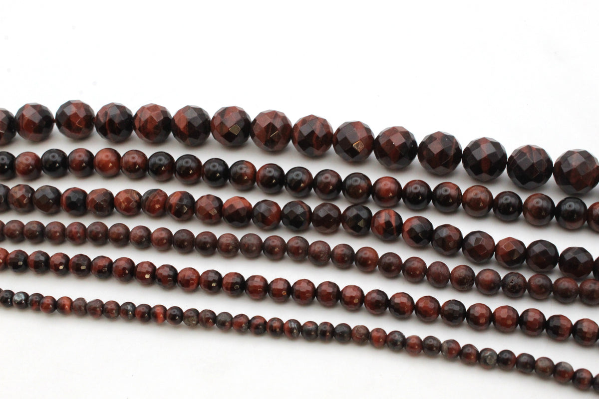 Red Tiger Eye Round Gemstone Beads 16" Strand