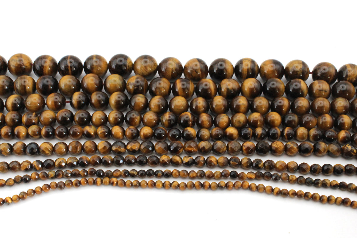 Tiger Eye Round Gemstone Beads 16" Strand