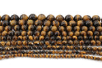 Tiger Eye Round Gemstone Beads 16" Strand