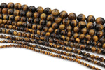 Tiger Eye Round Gemstone Beads 16" Strand