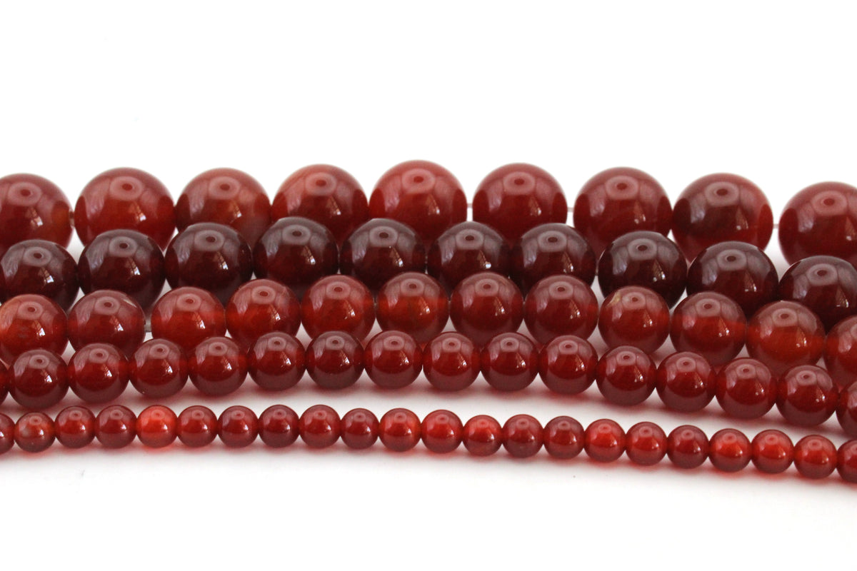 Carnelian Stone Round Smooth Grade AAA Gemstone Beads 16" Strand
