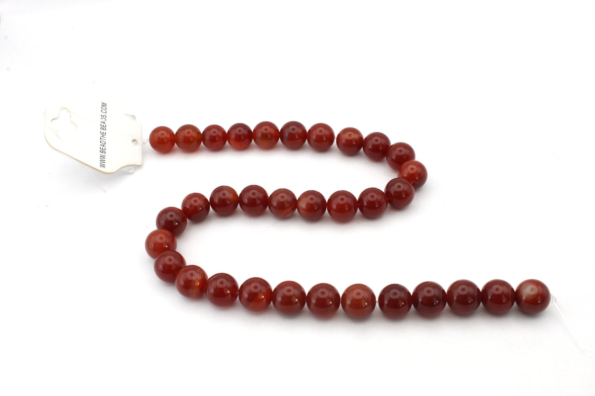 Carnelian Stone Round Smooth Grade AAA Gemstone Beads 16" Strand