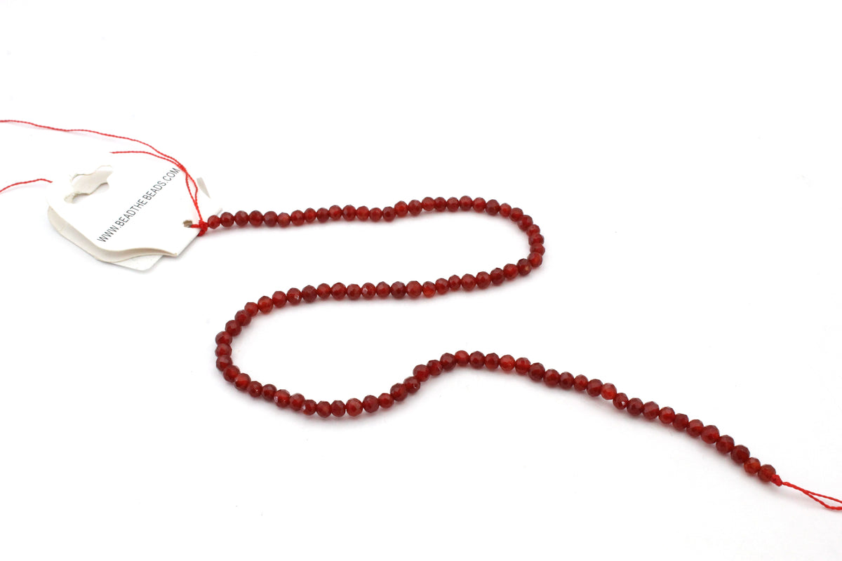 Carnelian Stone Round Faceted Grade AAA Gemstone Beads 16" Strand