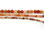 Carnelian Stone Round Faceted AB Gemstone Beads 16" Strand