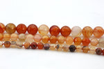 Carnelian Stone Round Faceted AB Gemstone Beads 16" Strand