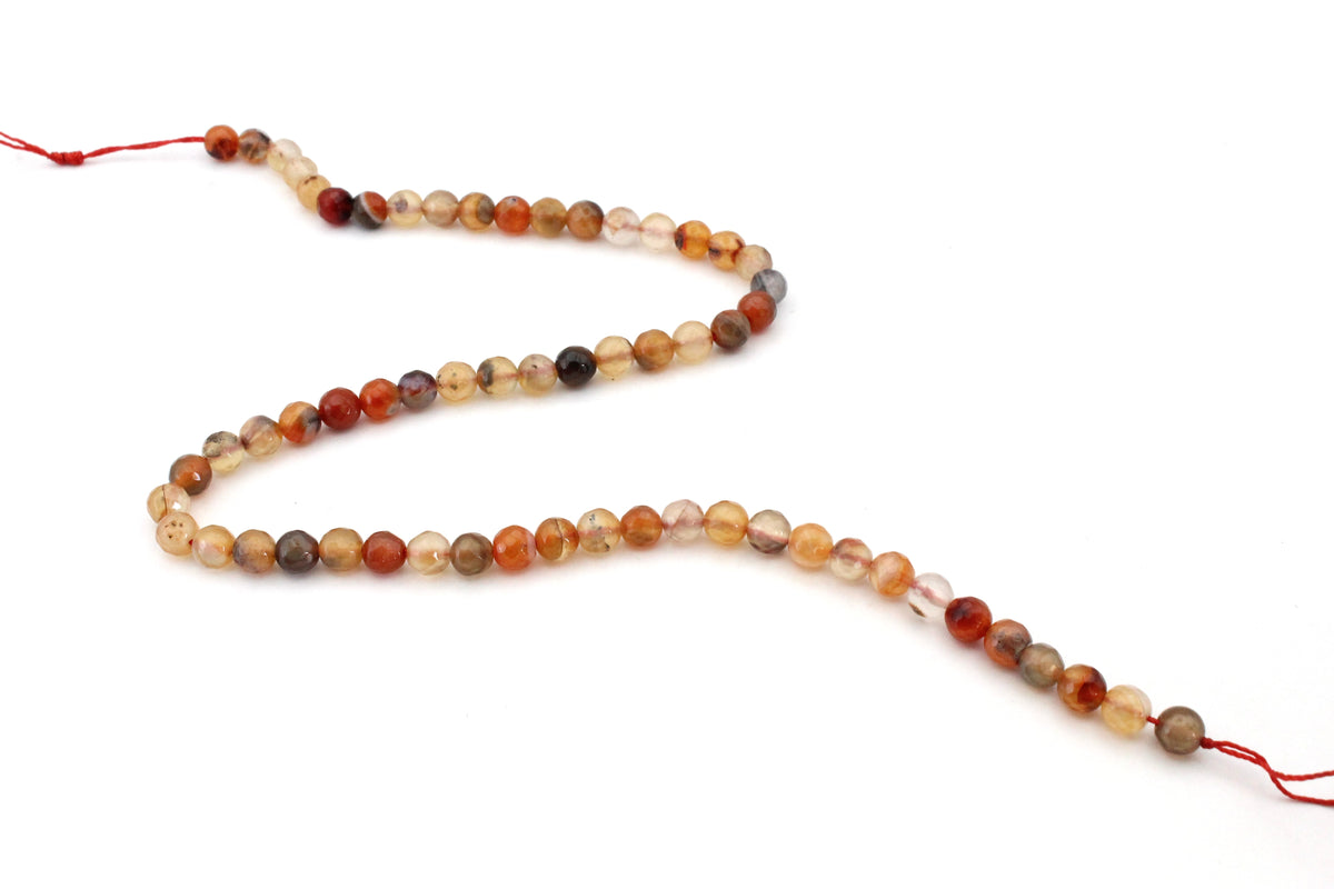 Carnelian Stone Round Faceted AB Gemstone Beads 16" Strand