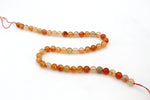 Carnelian Stone Round Faceted AB Gemstone Beads 16" Strand
