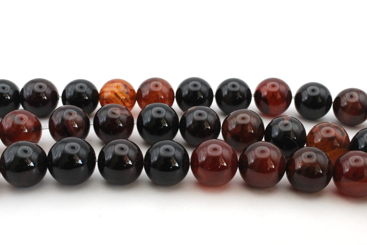 Carnelian Agate Stone Round Smooth Gemstone Beads 16" Strand