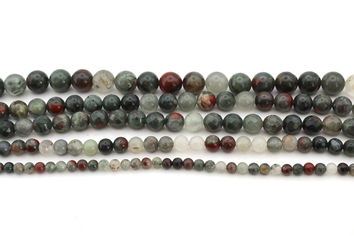 African Bloodstone Round Gemstone Beads 16" Strand