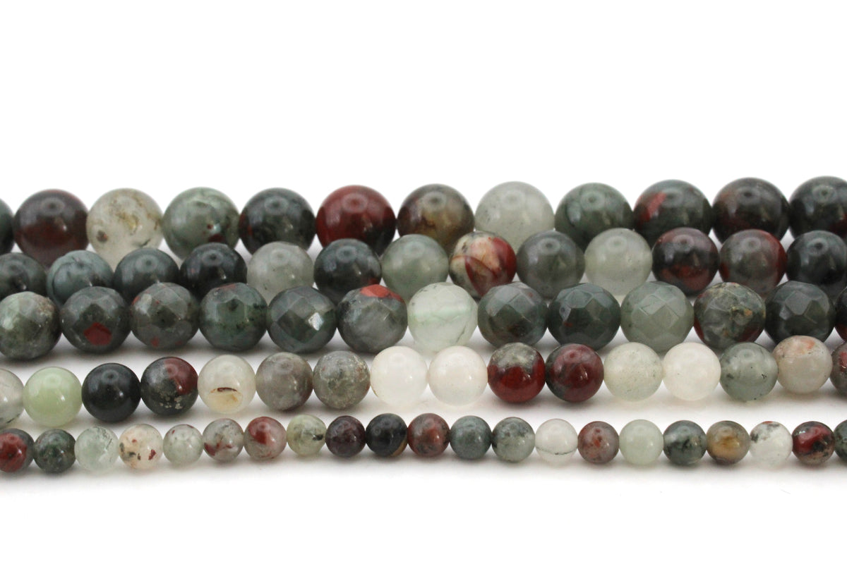 African Bloodstone Round Gemstone Beads 16" Strand