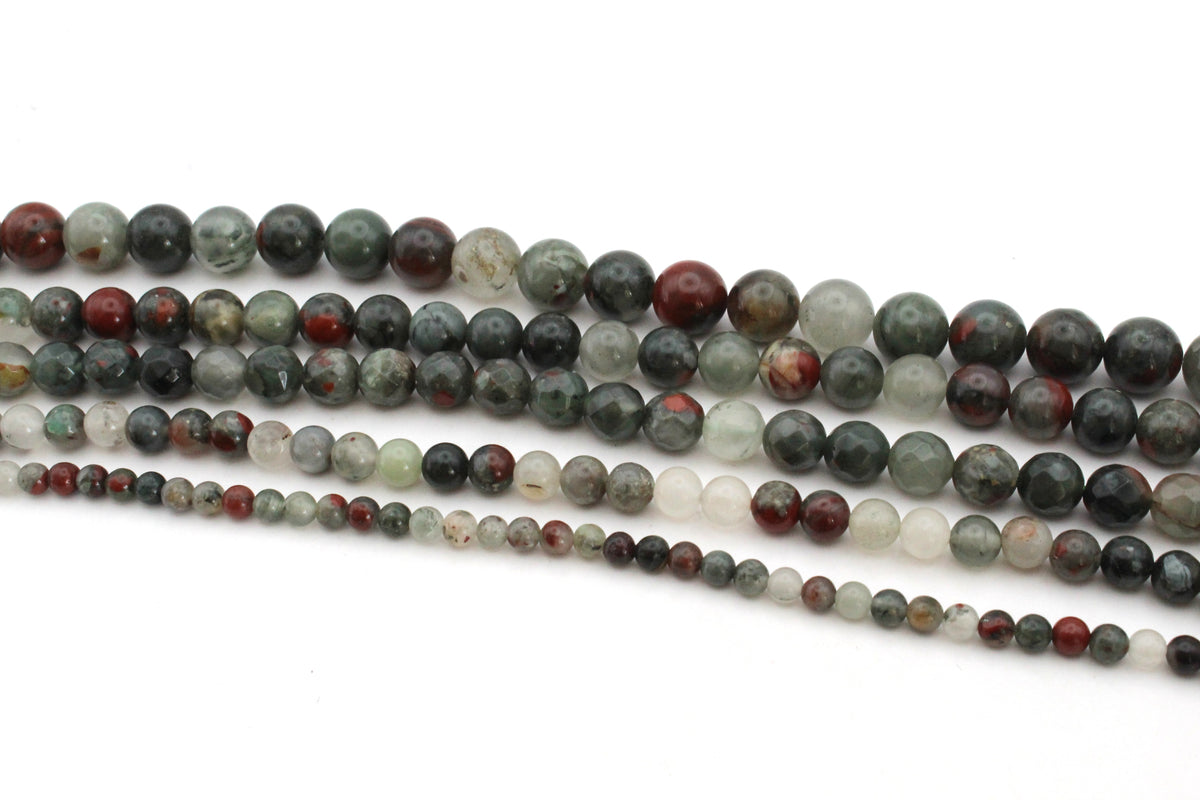 African Bloodstone Round Gemstone Beads 16" Strand