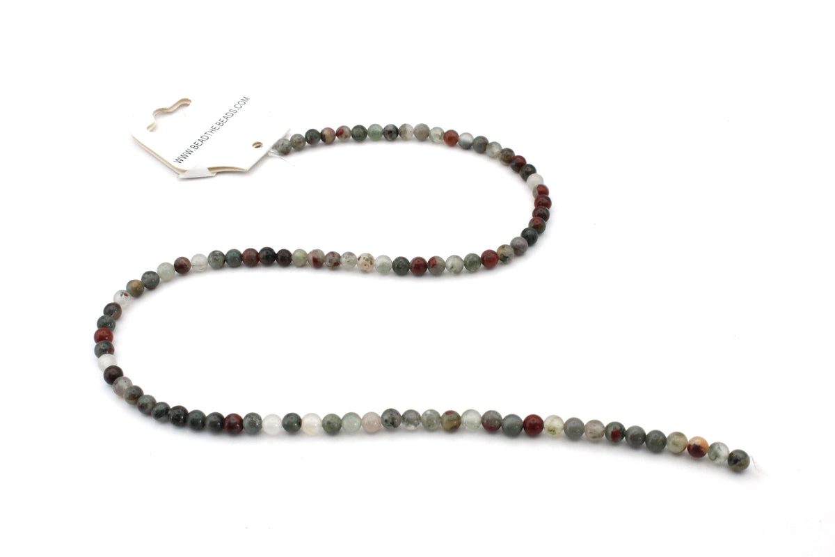 African Bloodstone Round Gemstone Beads 16" Strand