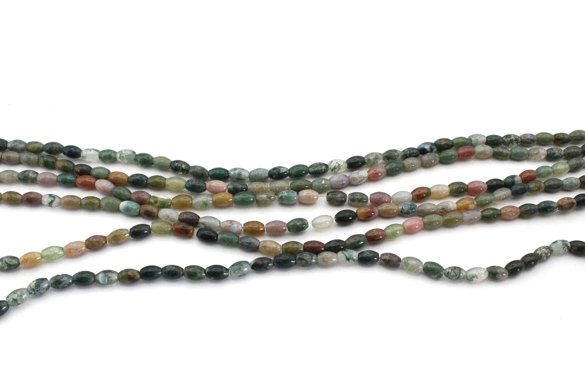 Indian Agate Tube Oval 4 x 6 mm Gemstone Beads