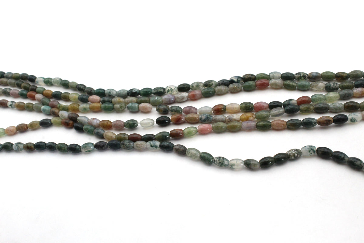 Indian Agate Tube Oval 4 x 6 mm Gemstone Beads