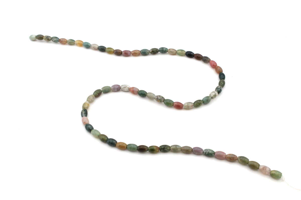 Indian Agate Tube Oval 4 x 6 mm Gemstone Beads