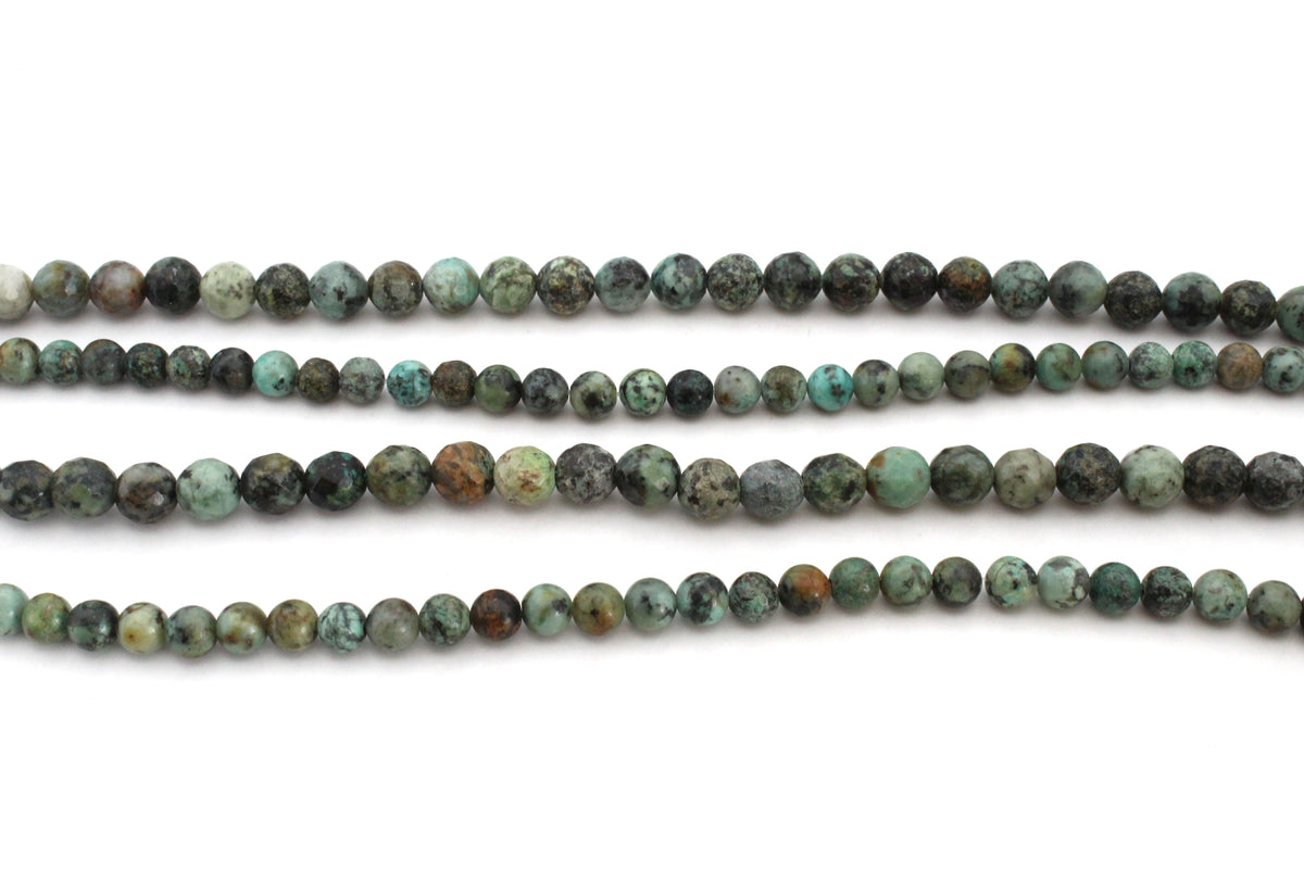 African Turquoise Round Gemstone Beads 16" Strand
