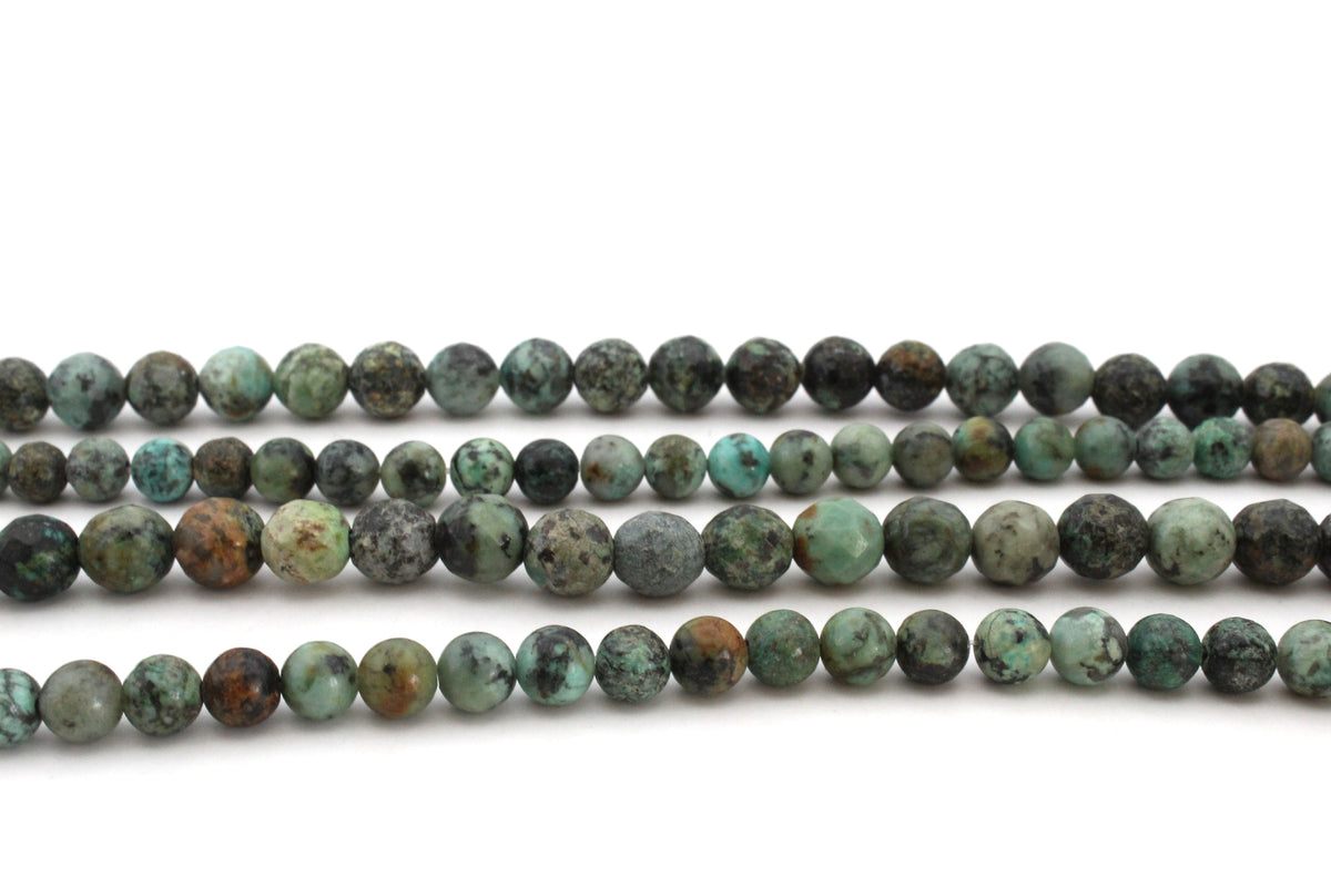 African Turquoise Round Gemstone Beads 16" Strand