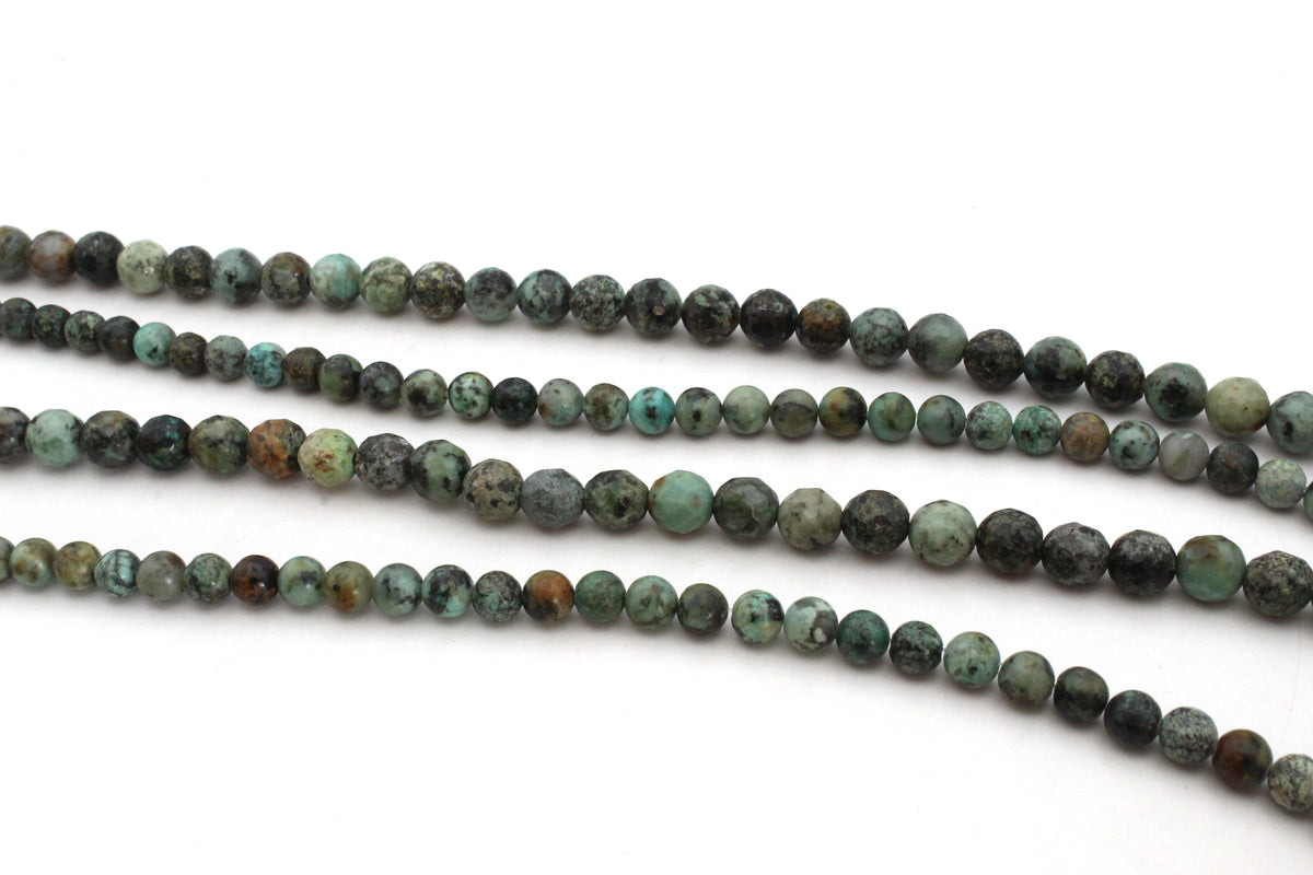 African Turquoise Round Gemstone Beads 16" Strand