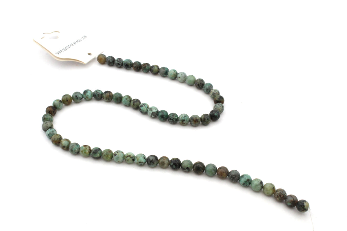 African Turquoise Round Gemstone Beads 16" Strand