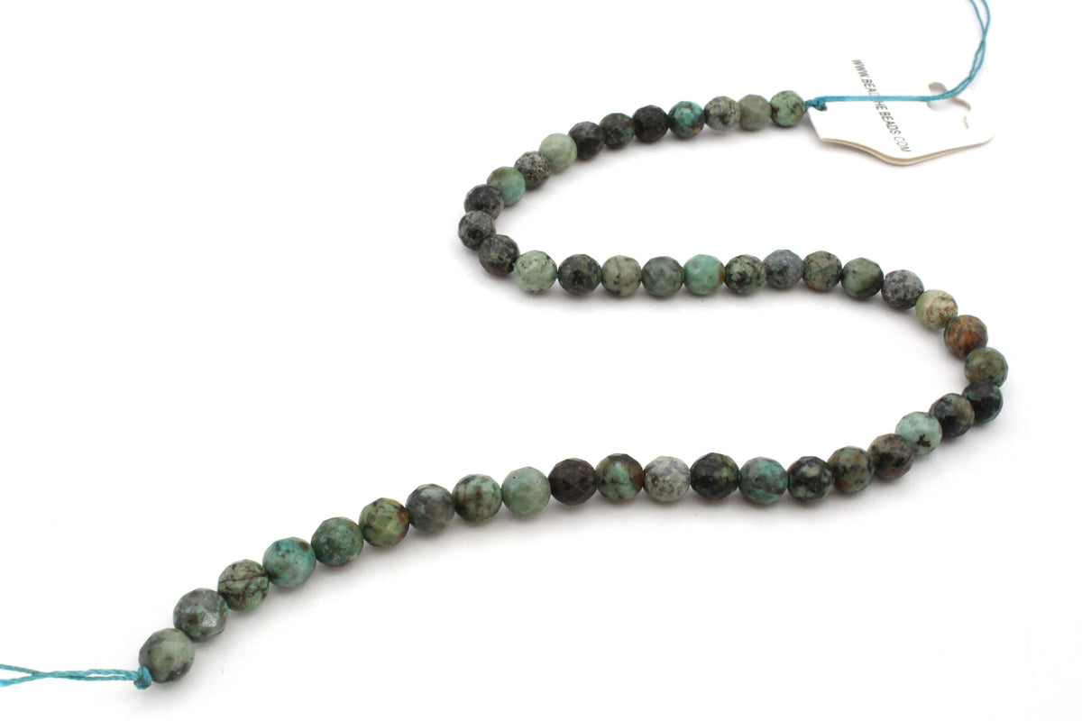 African Turquoise Round Gemstone Beads 16" Strand