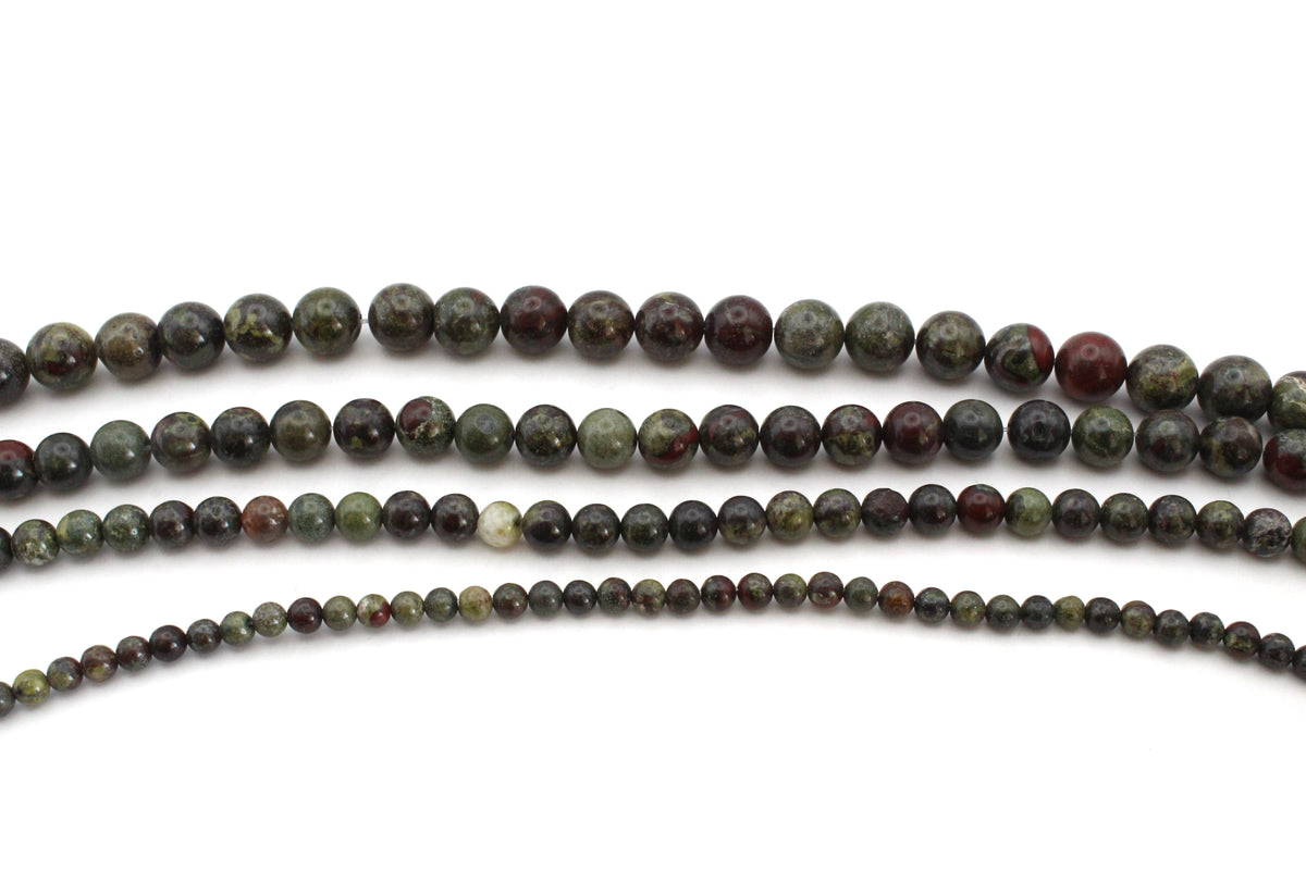Dragon Bloodstone Round Gemstone Beads, 16 inches Strand