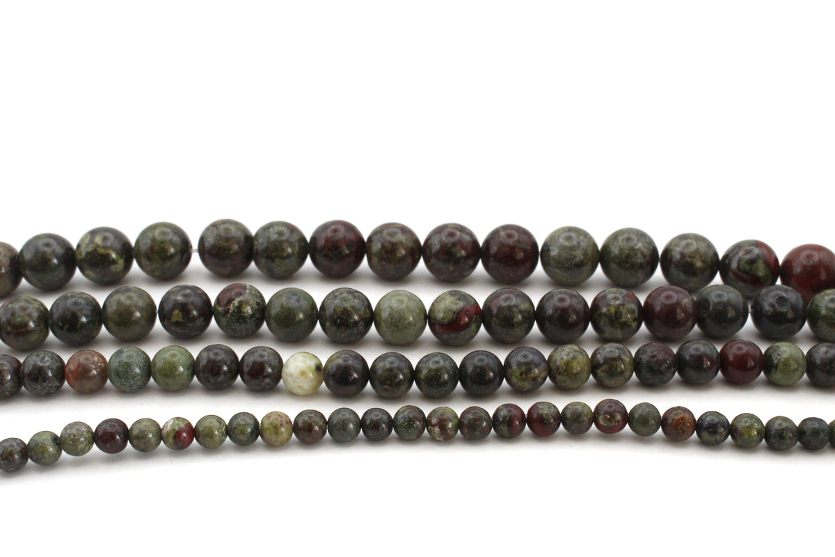 Dragon Bloodstone Round Gemstone Beads, 16 inches Strand