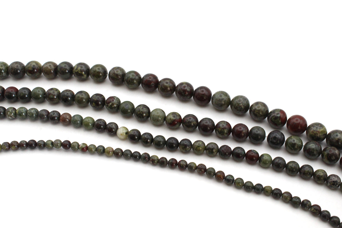 Dragon Bloodstone Round Gemstone Beads, 16 inches Strand