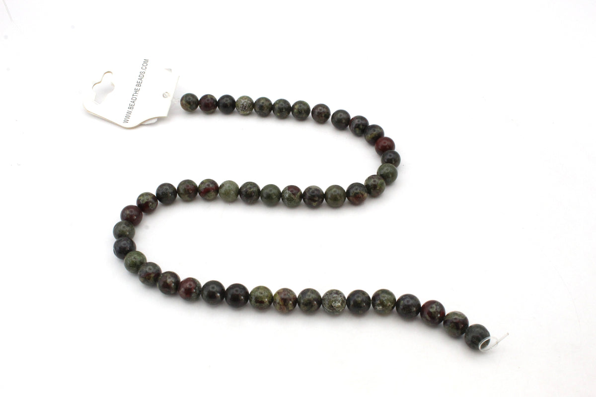 Dragon Bloodstone Round Gemstone Beads, 16 inches Strand