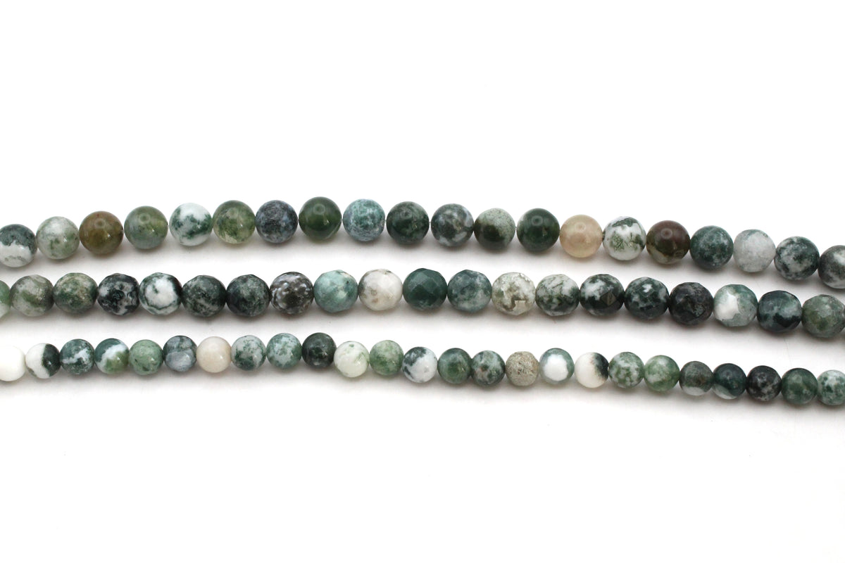 Tree Agate Round Smooth Beads, 16 inches Strand