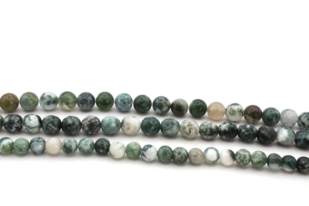 Tree Agate Round Smooth Beads, 16 inches Strand