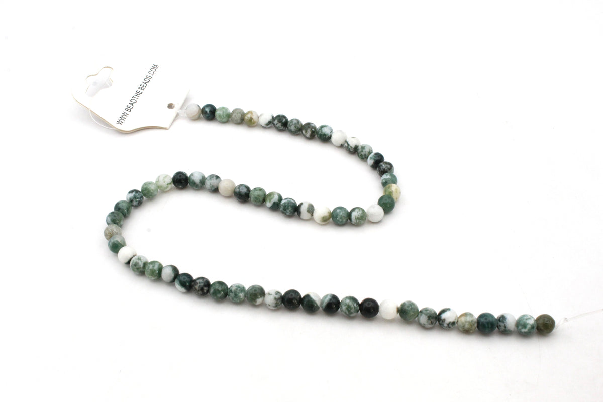Tree Agate Round Smooth Beads, 16 inches Strand