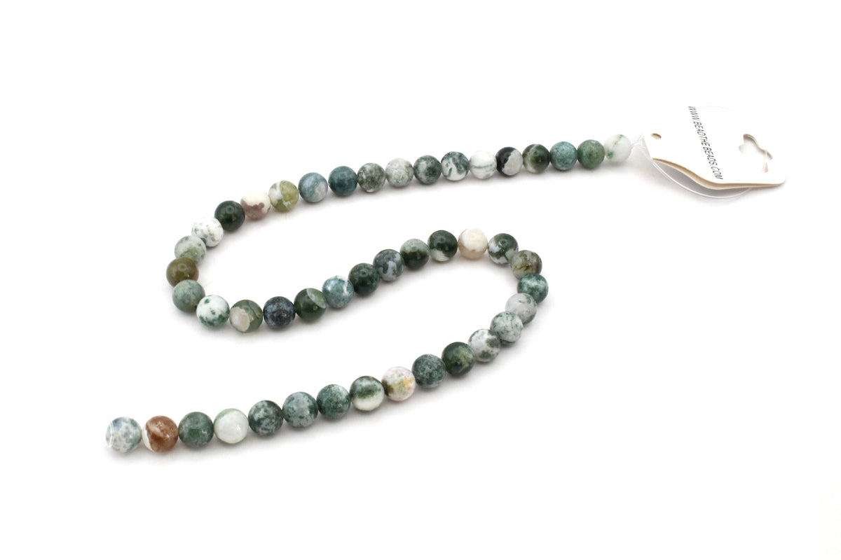 Tree Agate Round Smooth Beads, 16 inches Strand