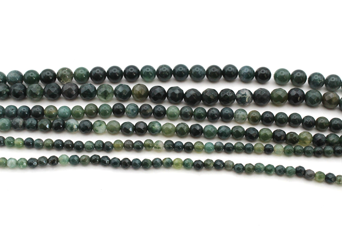 Moss Agate Faceted, 16 inches Strand
