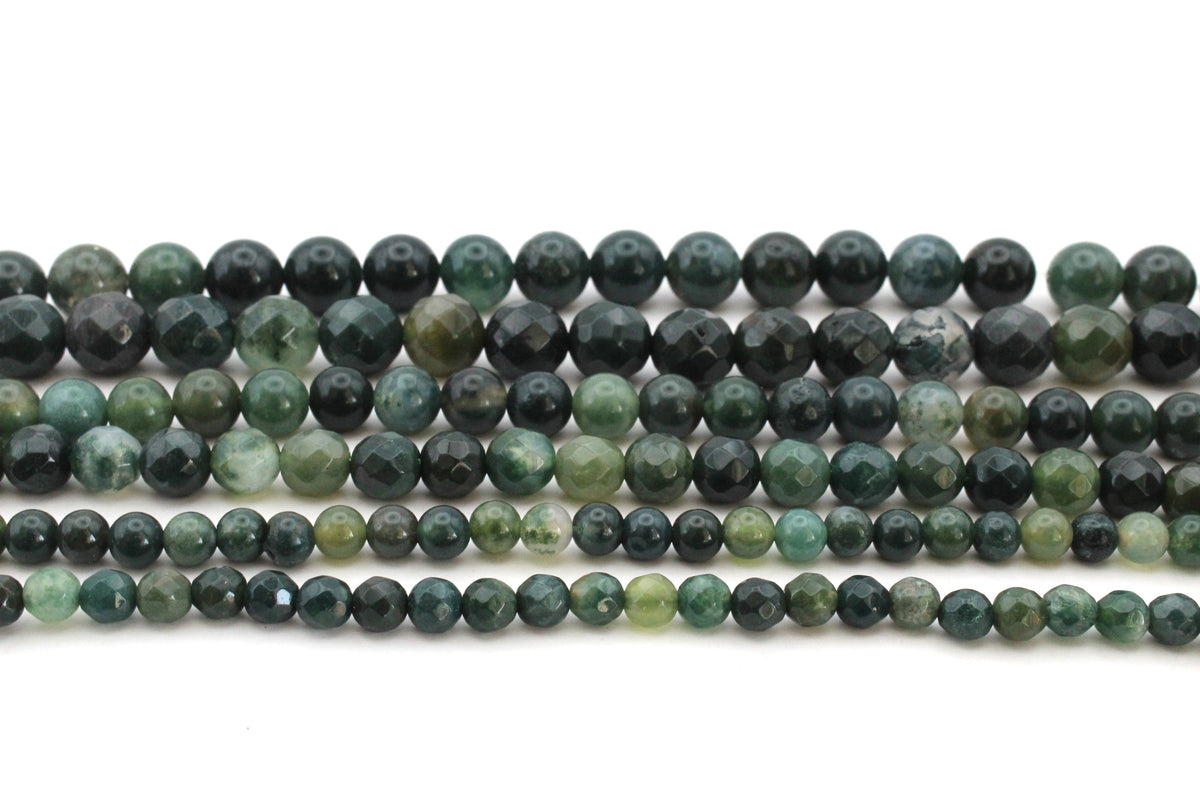Moss Agate Faceted, 16 inches Strand