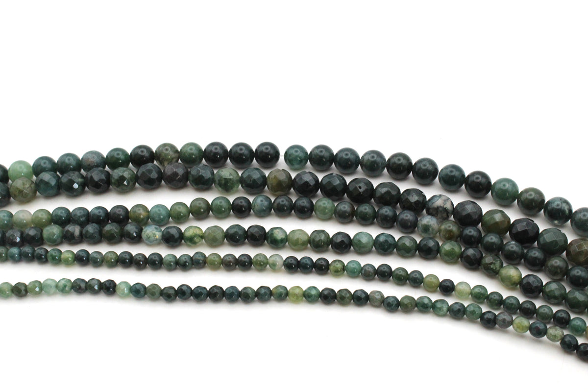 Moss Agate Faceted, 16 inches Strand