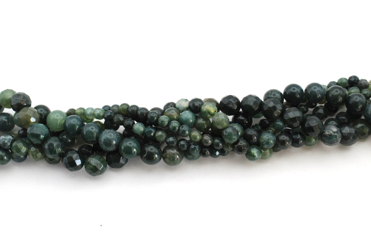 Moss Agate Faceted, 16 inches Strand