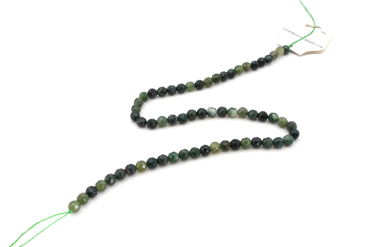 Moss Agate Faceted, 16 inches Strand
