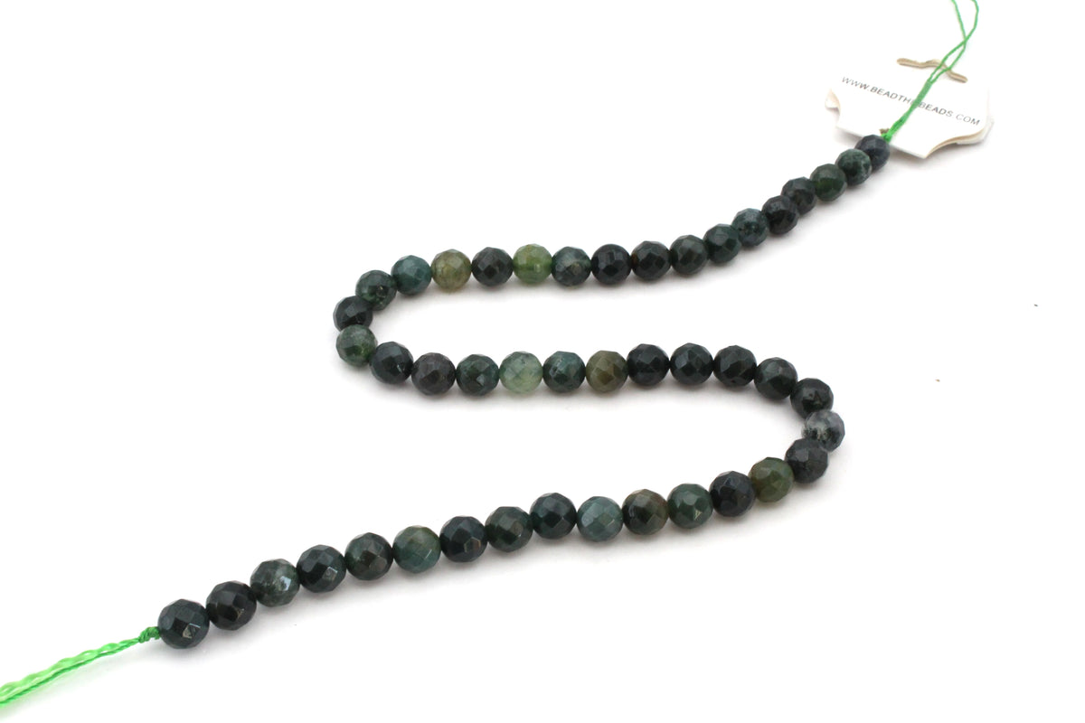 Moss Agate Faceted, 16 inches Strand
