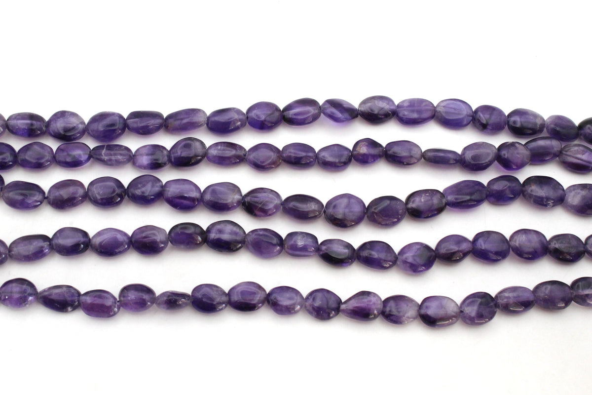 Amethyst Oval Natural 8 x 11 mm Gemstone Beads