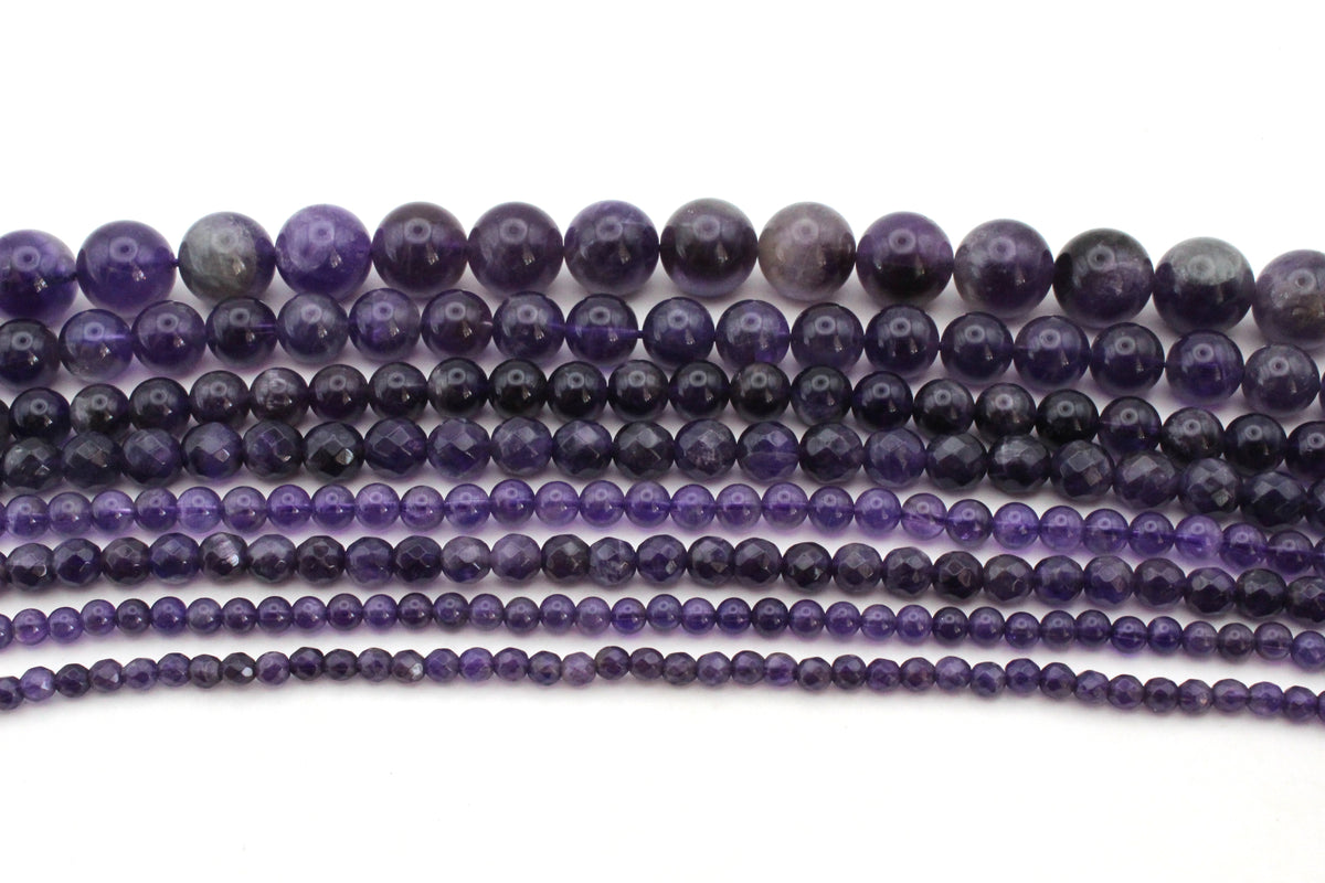 Amethyst Round Gemstone Beads 16" Strand