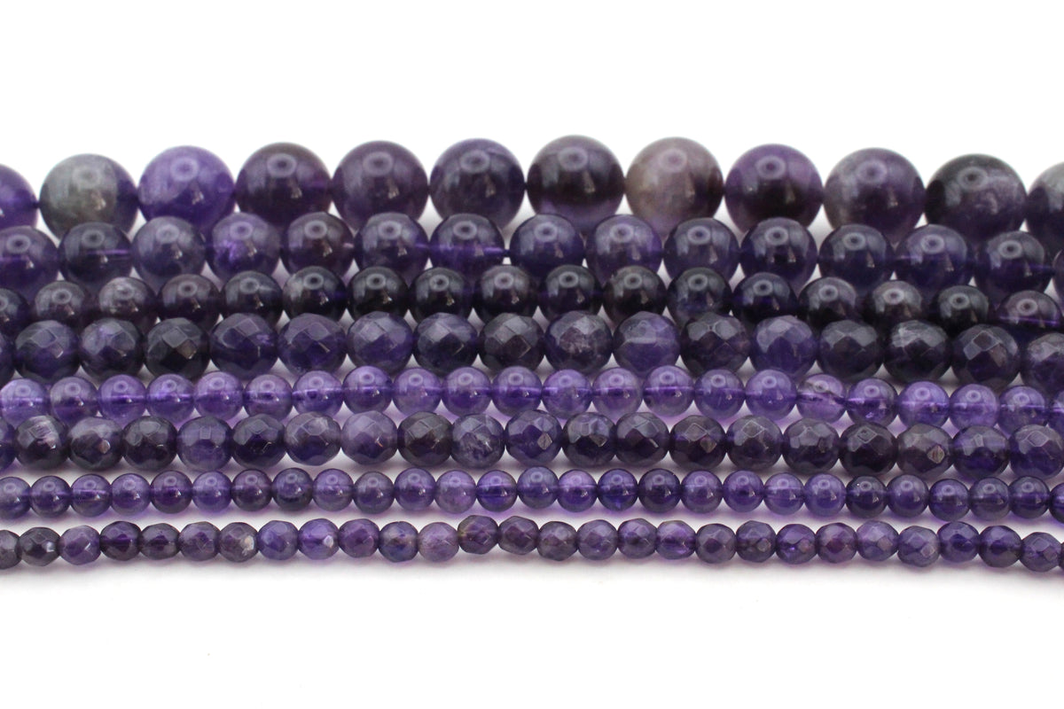 Amethyst Round Gemstone Beads 16" Strand