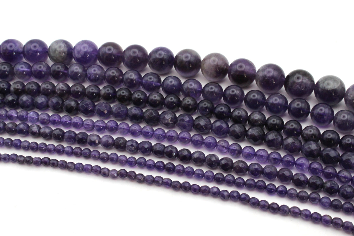 Amethyst Round Gemstone Beads 16" Strand